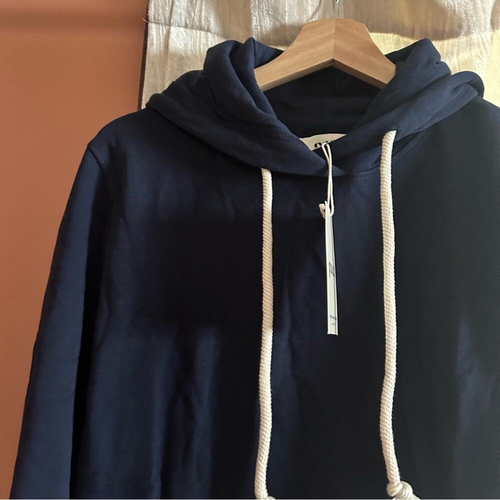 Pact Organic Cotton Lounge Pullover Hoodie Sweatshirt Unisex Navy Blue NWT Sz S - Picture 2 of 5